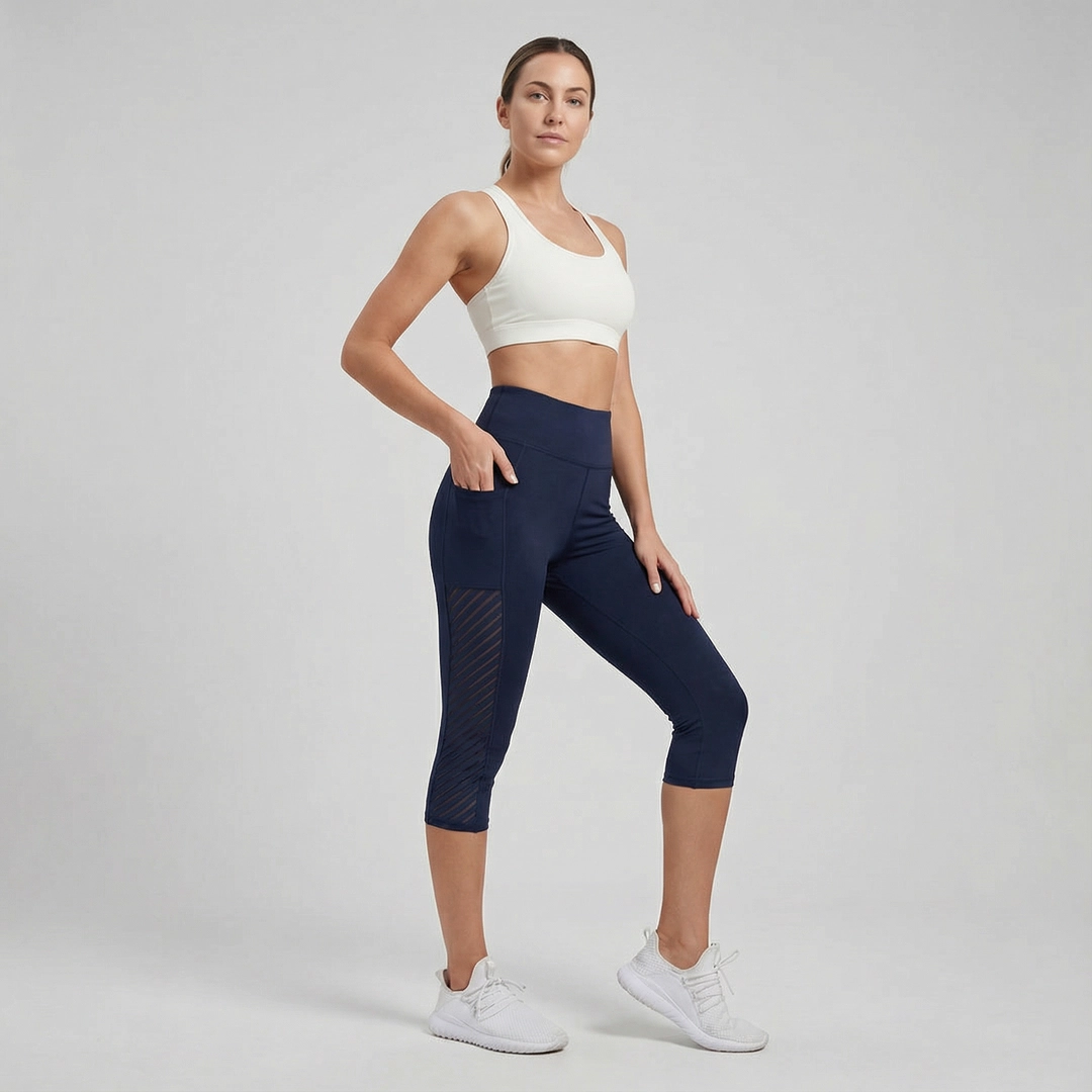 High-Waist Mesh Capris