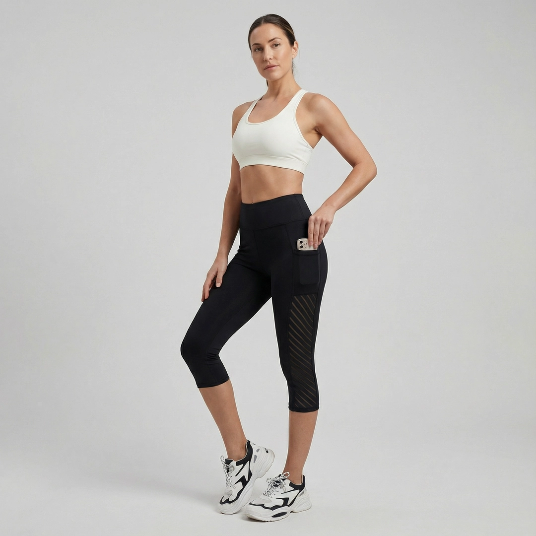 High-Waist Mesh Capris