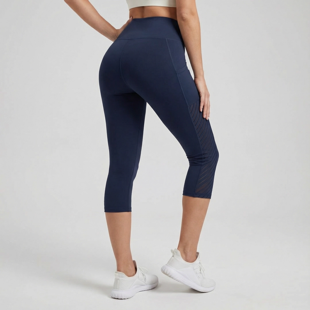 High-Waist Mesh Capris